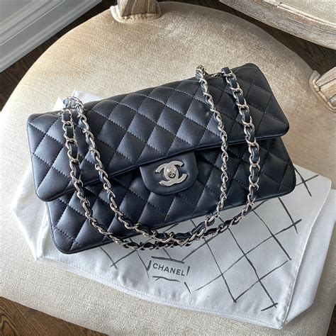 silver and black chanel bag|chanel bags silver hardware.